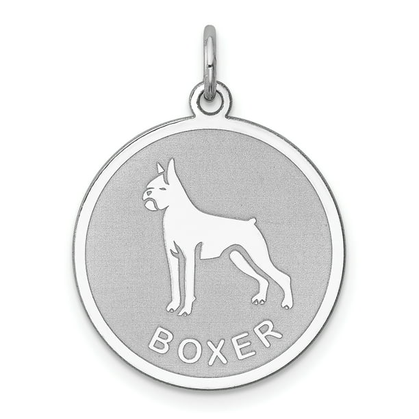 Sterling Silver Boxer Dog Charm in Circle Sterling Silver Boxer Dog Charm in Circle